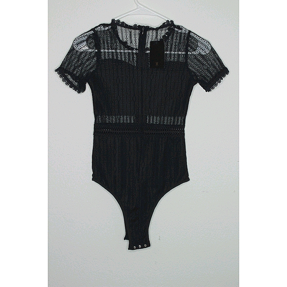 Black Embroidered Bodysuit